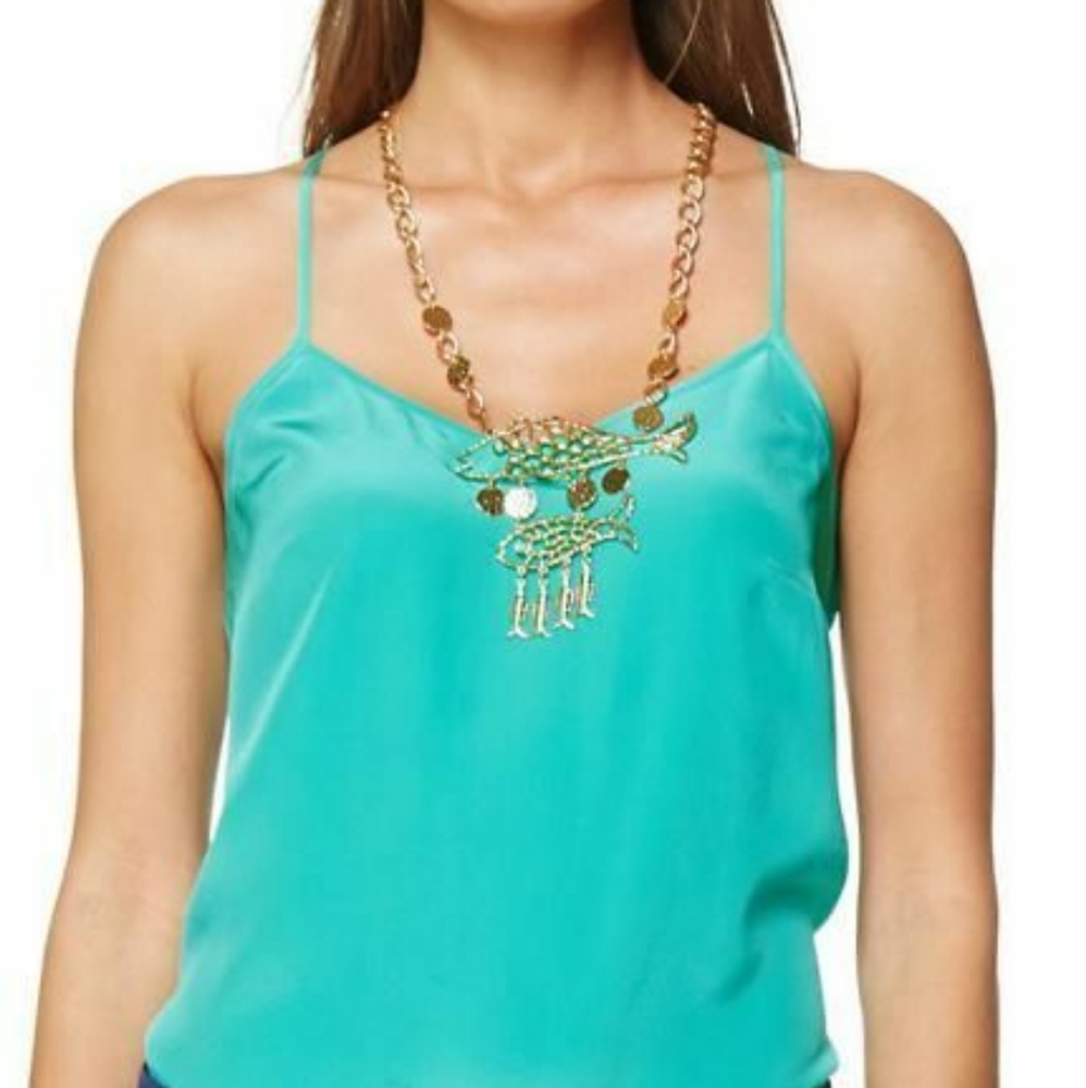 Lilly Pulitzer Montauk Summer Lake Seaside Fish Statement Necklace